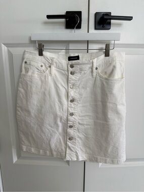 J. Crew White Button-Front Mini Skirt